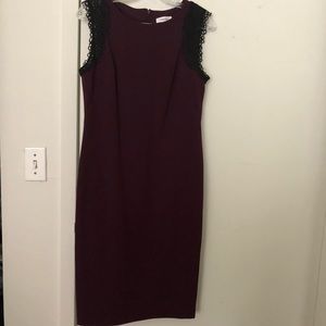 Calvin Klein Plum Dress with Shoulder Detailing 10